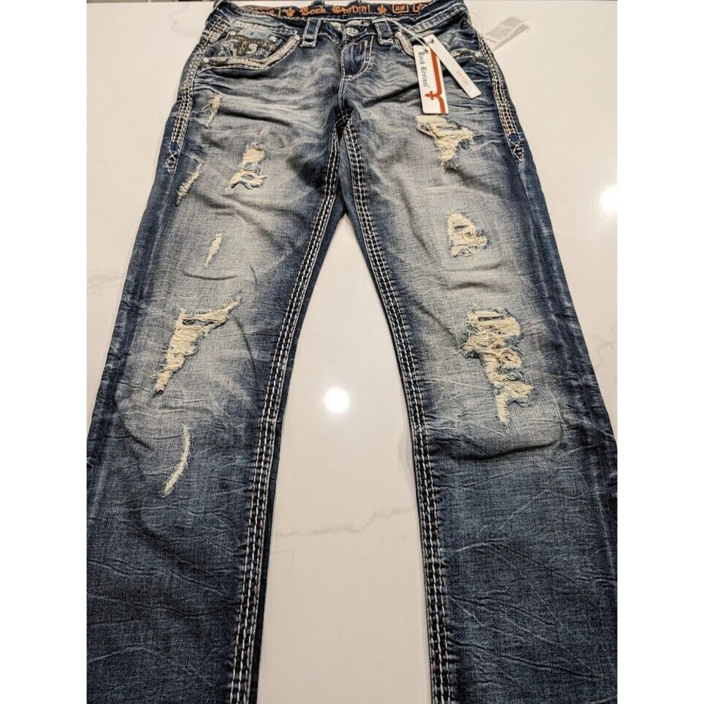 Rock Revival Armie Relaxed Straight Distressed Denim Jeans Men’s Size 29 x 32 - Picture 3 of 9